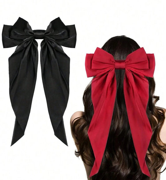 Red and black big bowknot hair clip (set of 2)